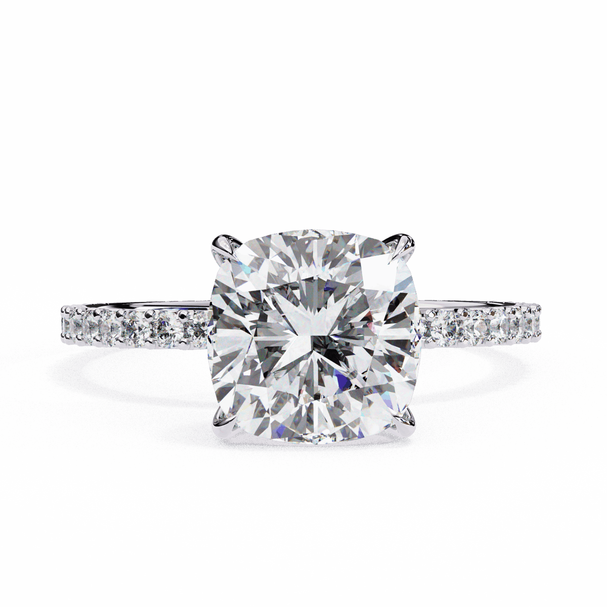 3 Carat Cushion Modern Classic Solitaire Ring in Moissanite | House of Estara