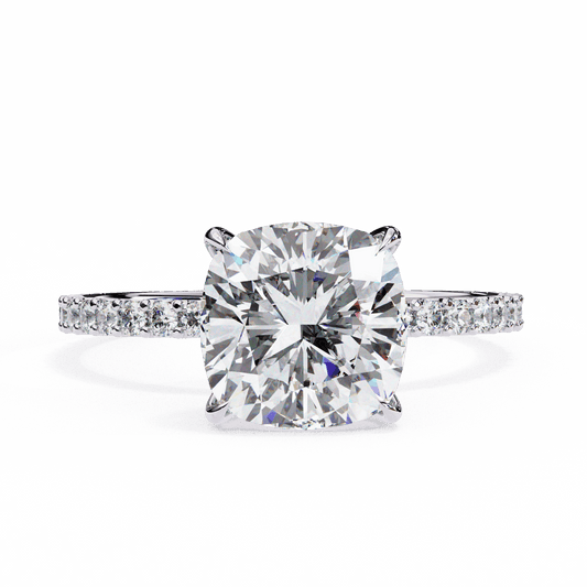 3 Carat Cushion Modern Classic Solitaire Ring in Moissanite | House of Estara