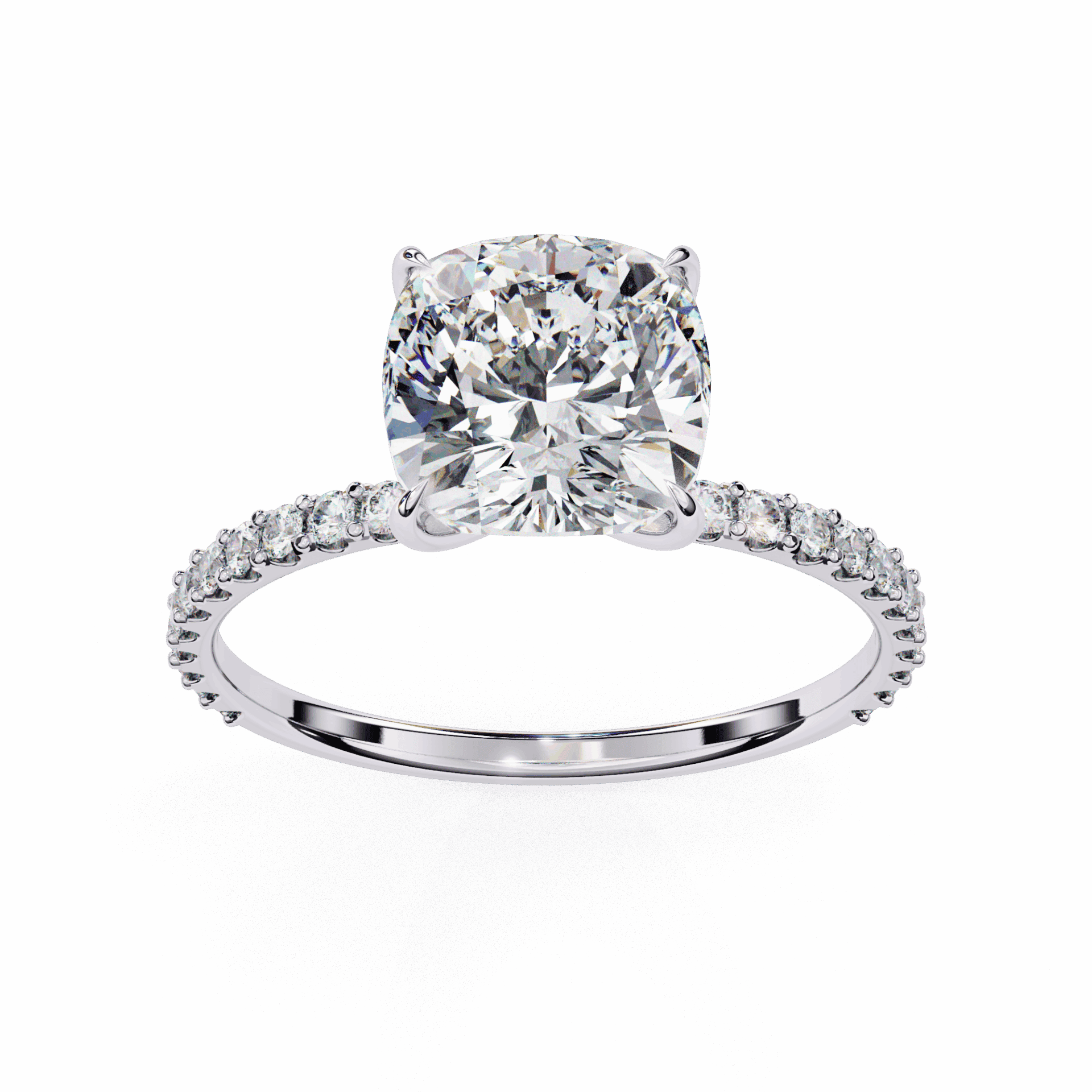 3 Carat Cushion Modern Classic Solitaire Ring in Moissanite | House of Estara