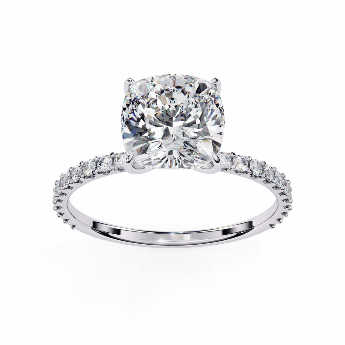 3 Carat Cushion Modern Classic Solitaire Ring in Moissanite | House of Estara
