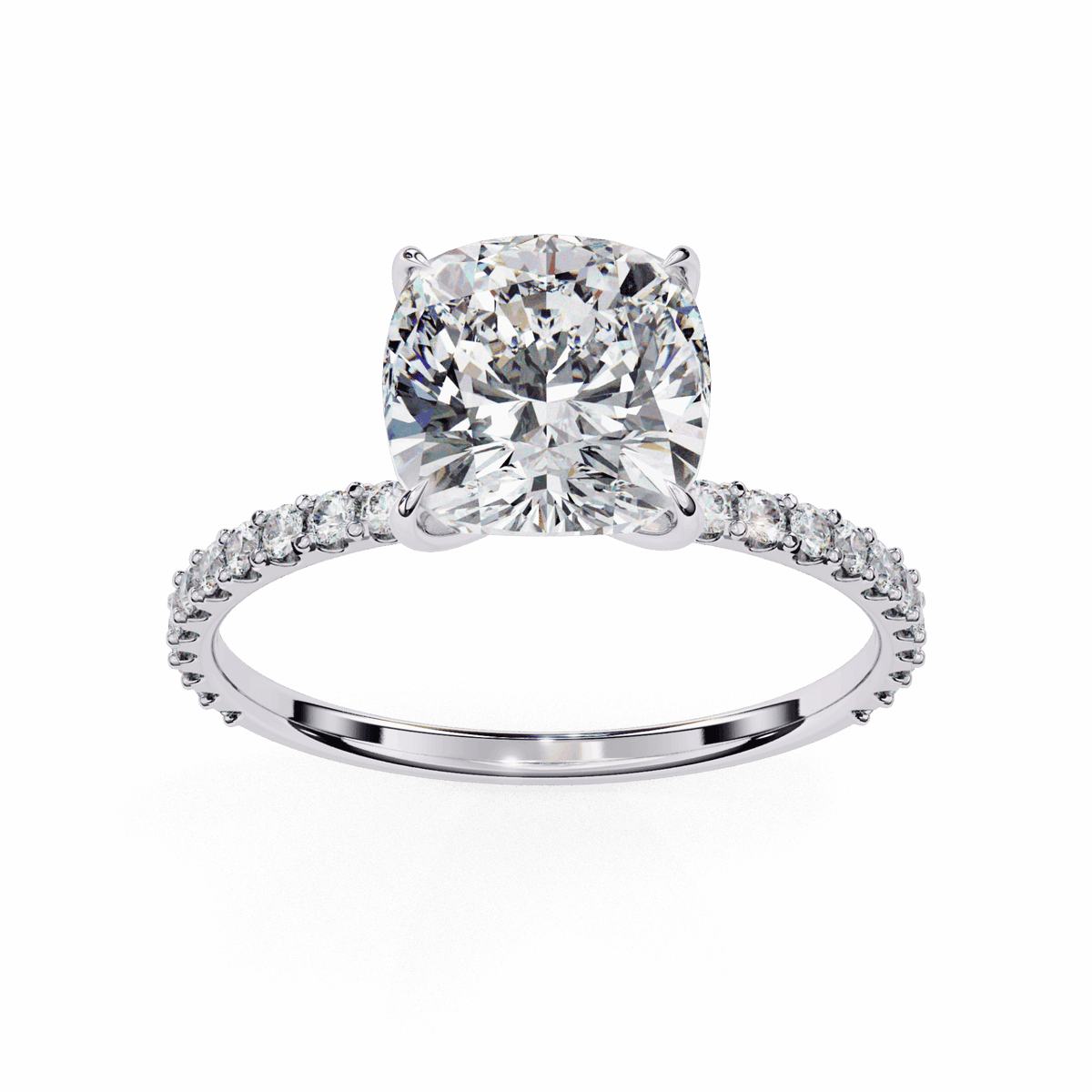 3 Carat Cushion Modern Classic Solitaire Ring in Moissanite | House of Estara