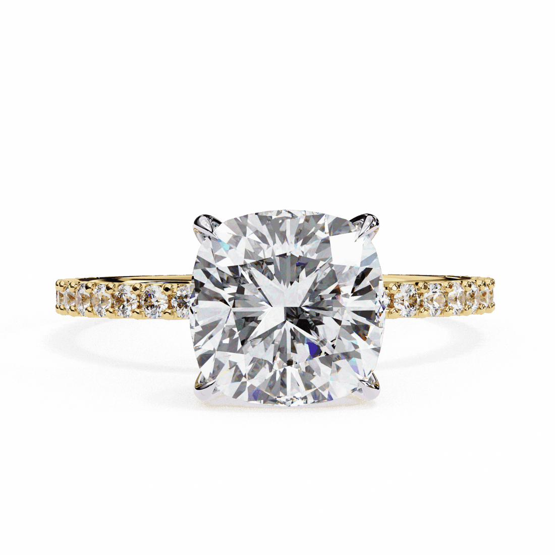 3 Carat Cushion Modern Classic Solitaire Ring in Moissanite | House of Estara