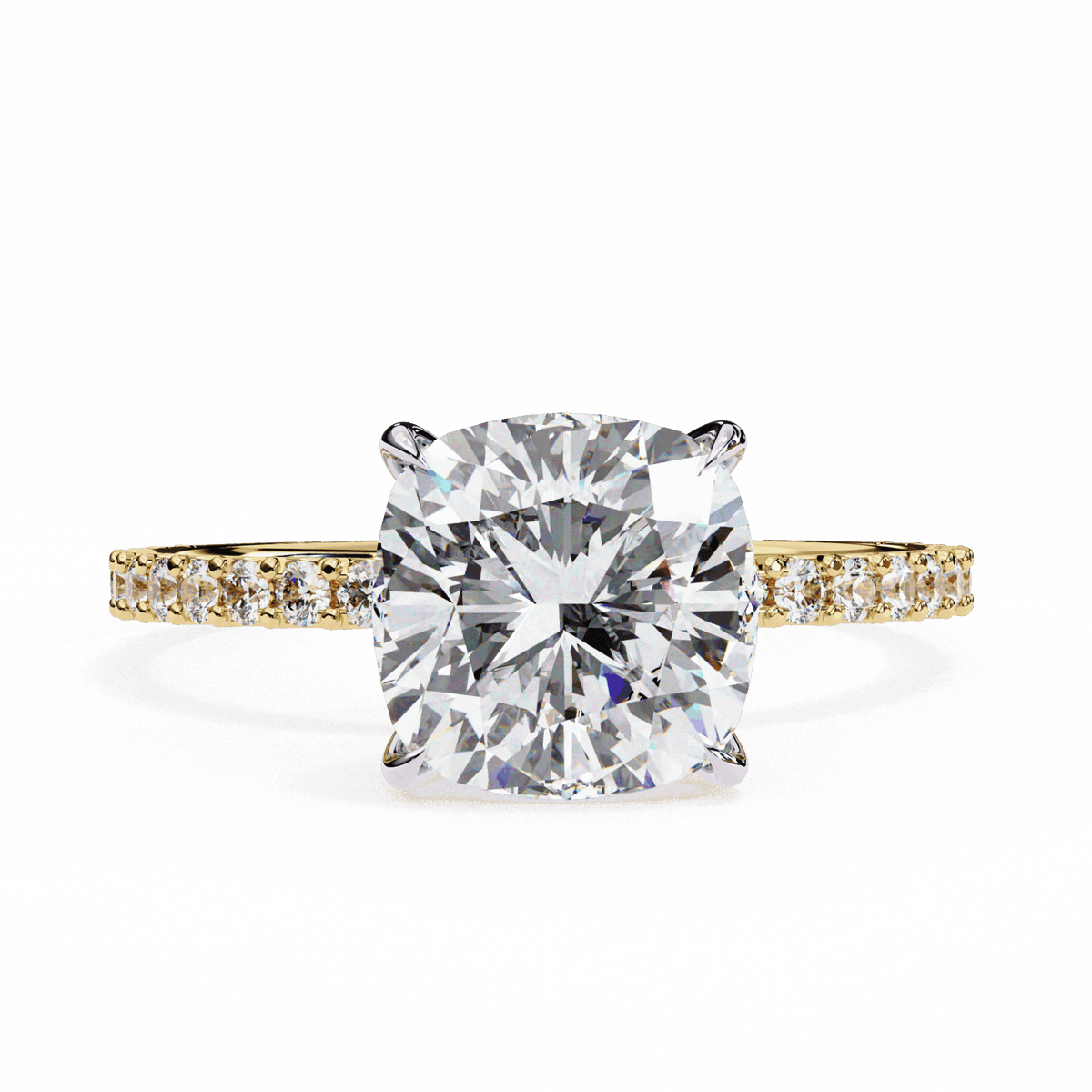 3 Carat Cushion Modern Classic Solitaire Ring in Moissanite | House of Estara