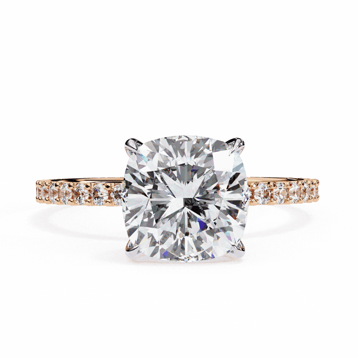 3 Carat Cushion Modern Classic Solitaire Ring in Moissanite | House of Estara