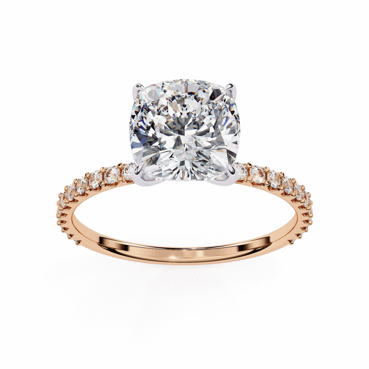 3 Carat Cushion Modern Classic Solitaire Ring in Moissanite | House of Estara