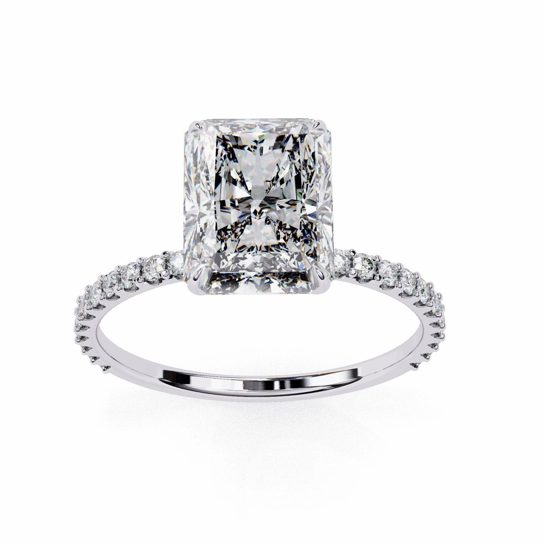 3.25 Carat Radiant Modern Classic Solitaire Ring in Moissanite | House of Estara