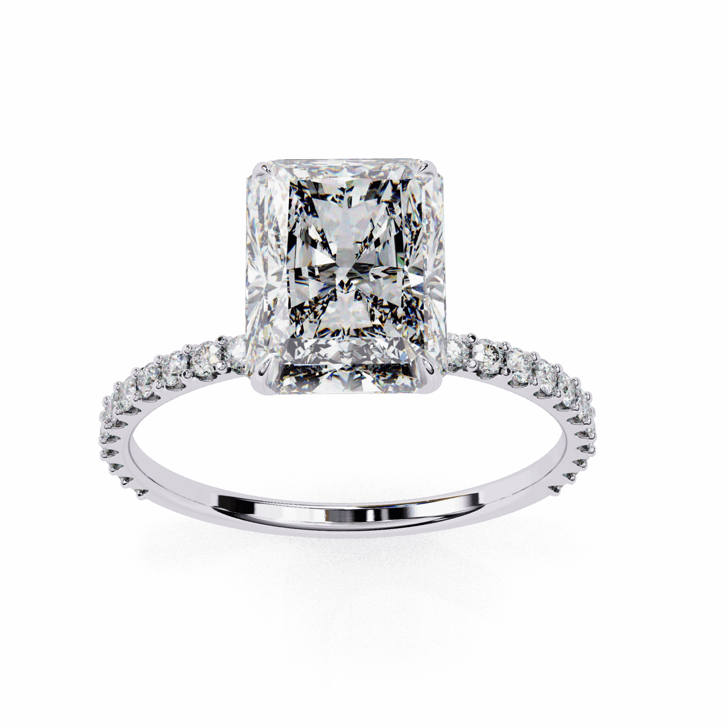 3.25 Carat Radiant Modern Classic Solitaire Ring in Moissanite | House of Estara