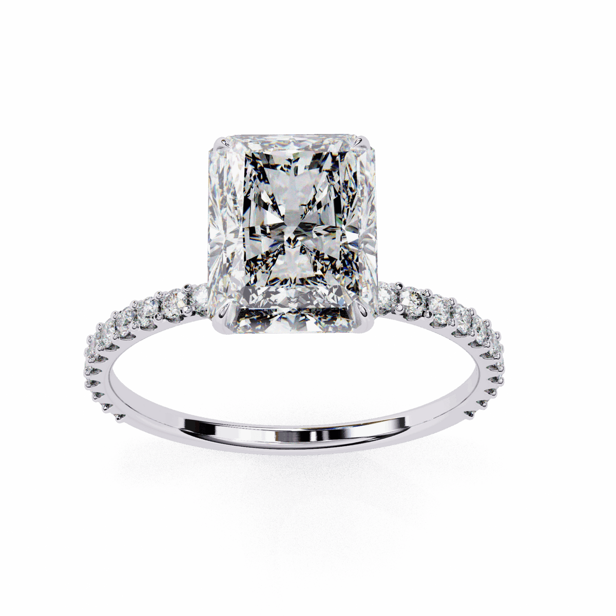 3.25 Carat Radiant Modern Classic Solitaire Ring in Moissanite | House of Estara