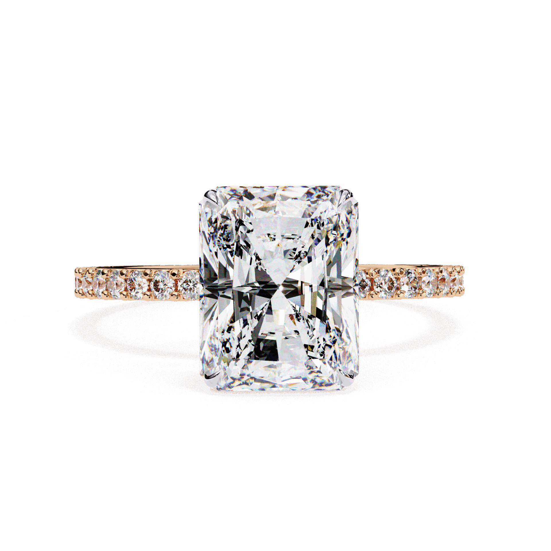 3.25 Carat Radiant Modern Classic Solitaire Ring in Moissanite | House of Estara