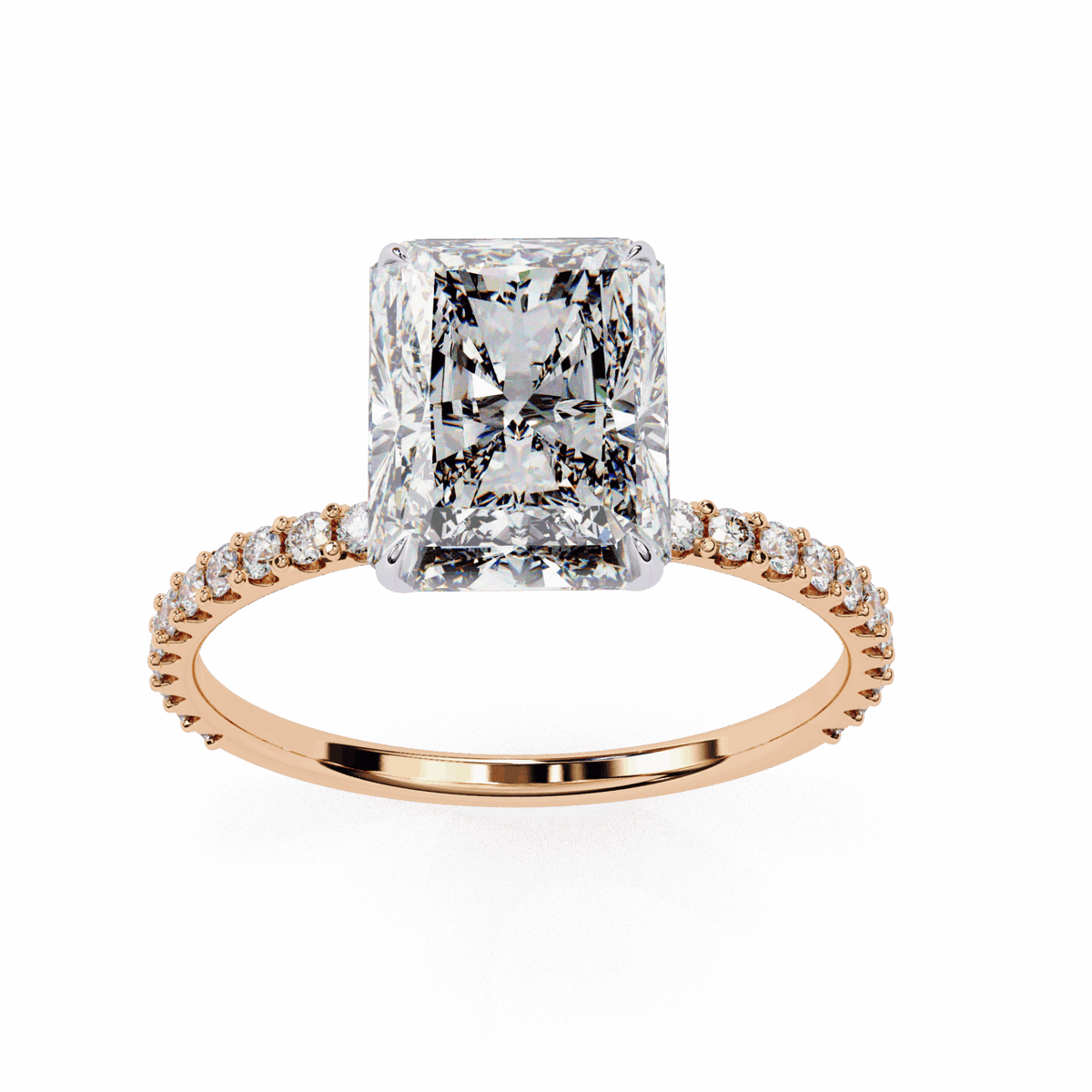 3.25 Carat Radiant Modern Classic Solitaire Ring in Moissanite | House of Estara