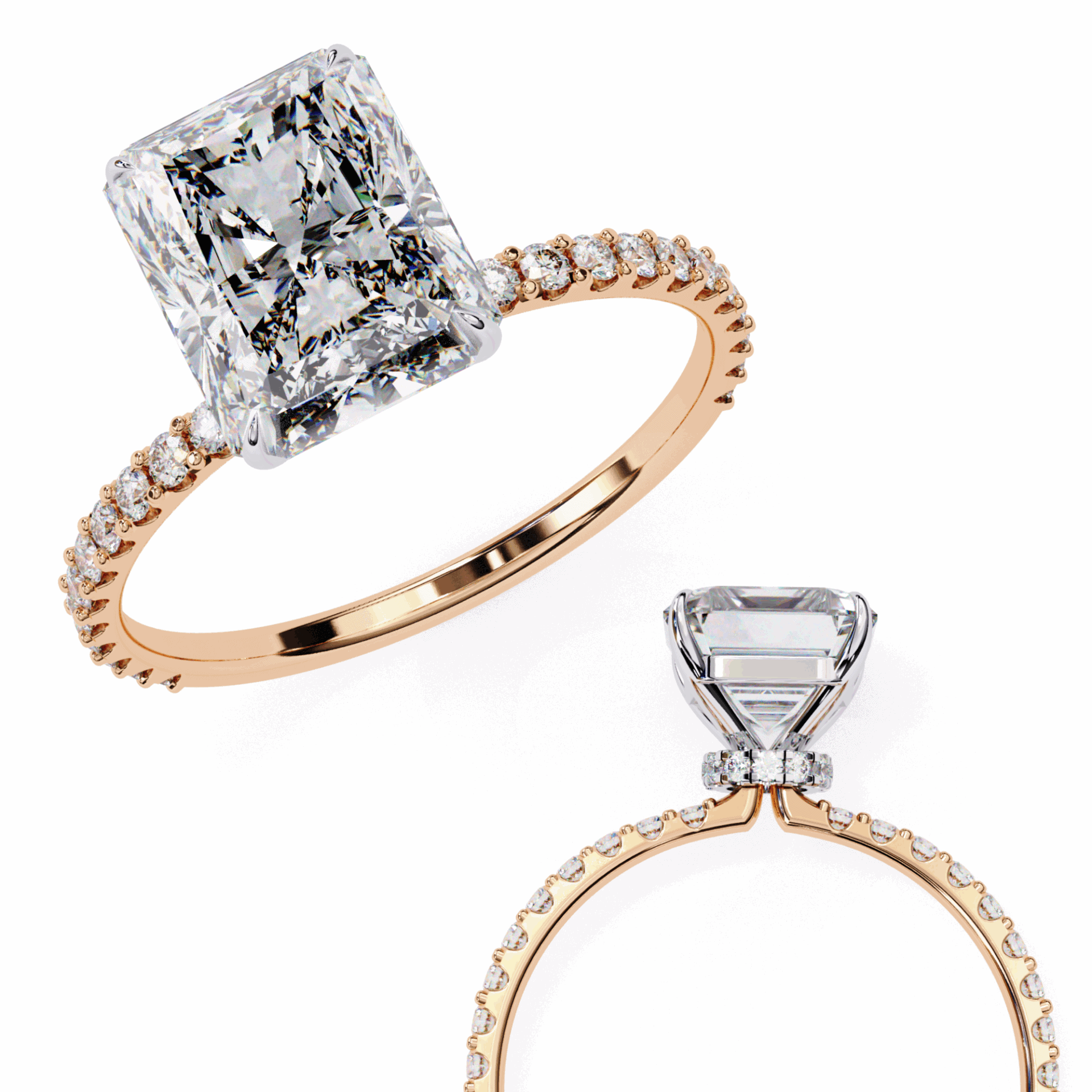 3.25 Carat Radiant Modern Classic Solitaire Ring in Moissanite | House of Estara