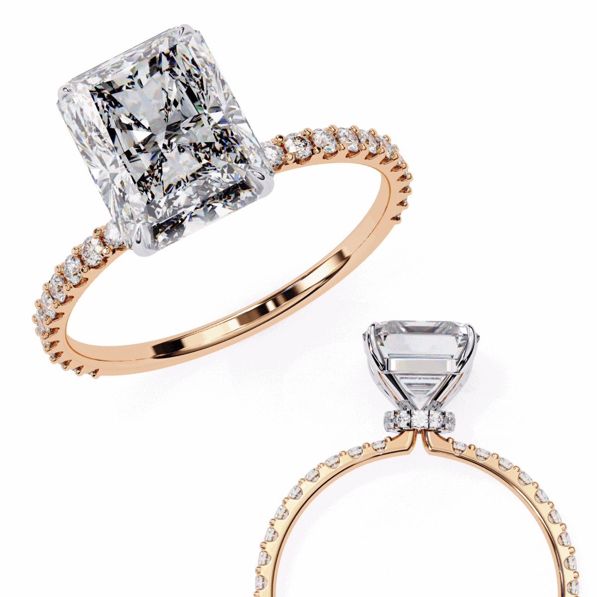 3.25 Carat Radiant Modern Classic Solitaire Ring in Moissanite | House of Estara