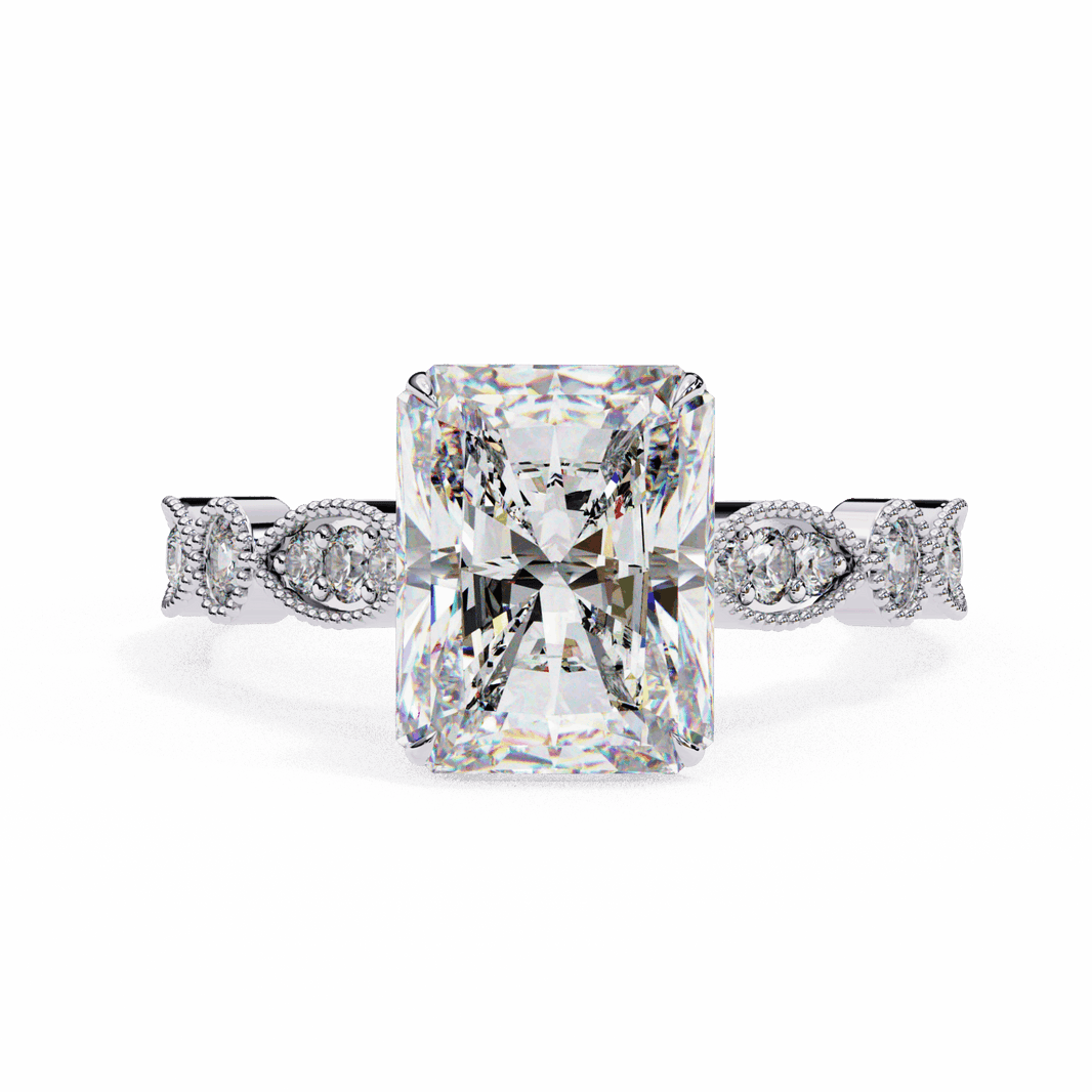 3.25 Carat Radiant The One Solitaire Ring in Moissanite | House of Estara