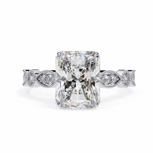 3.25 Carat Radiant The One Solitaire Ring in Moissanite | House of Estara