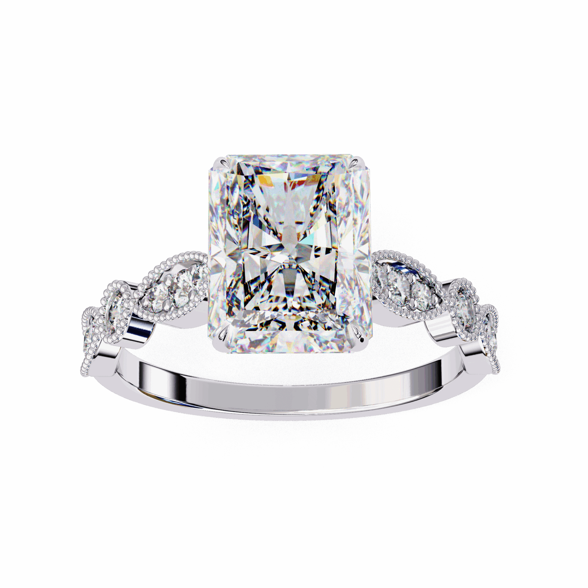 3.25 Carat Radiant The One Solitaire Ring in Moissanite | House of Estara