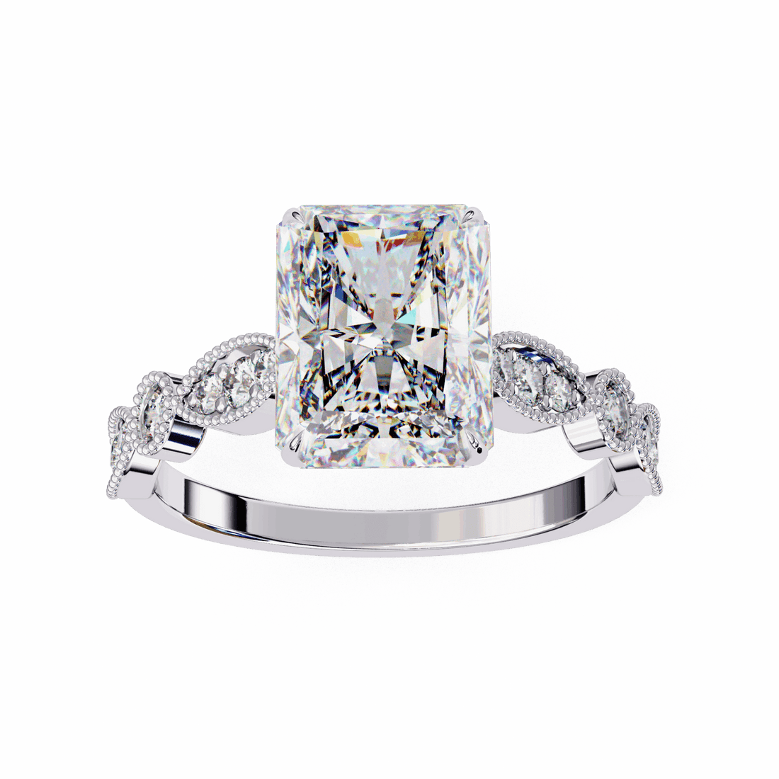 3.25 Carat Radiant The One Solitaire Ring in Moissanite | House of Estara