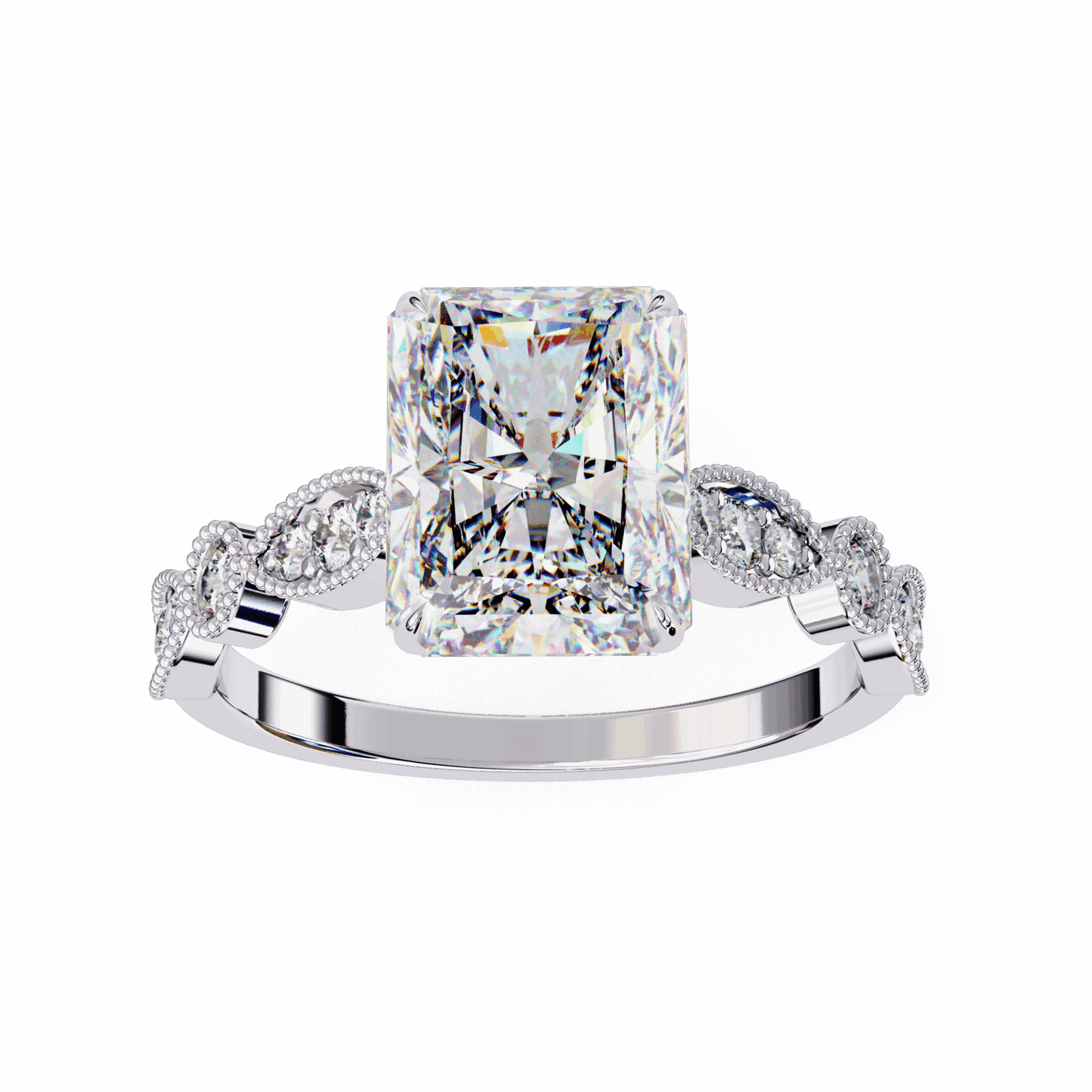 3.25 Carat Radiant The One Solitaire Ring in Moissanite | House of Estara