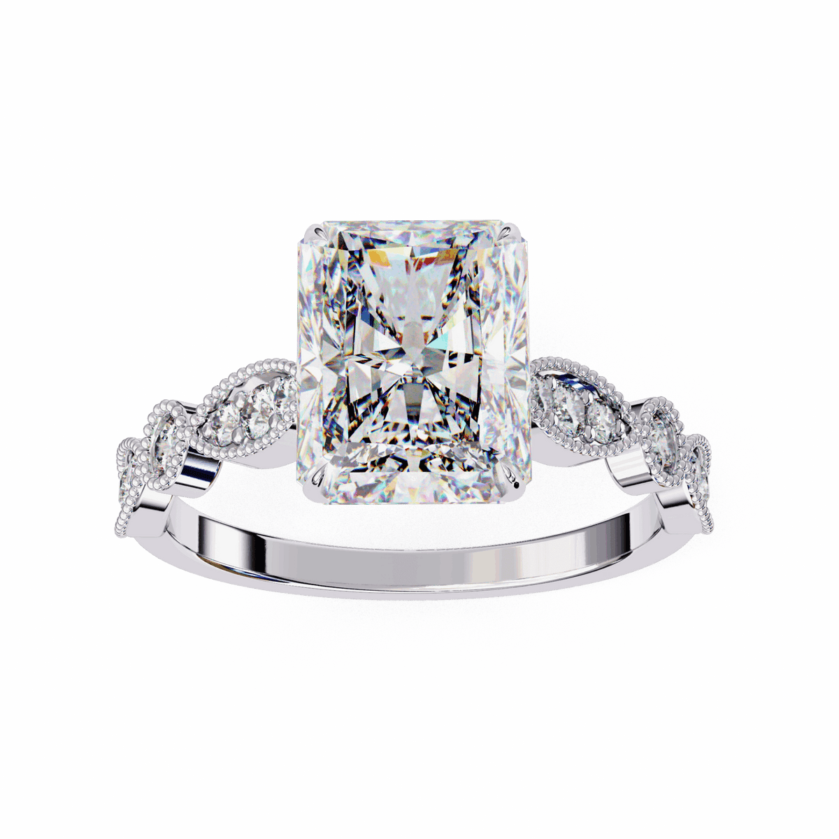 3.25 Carat Radiant The One Solitaire Ring in Moissanite | House of Estara