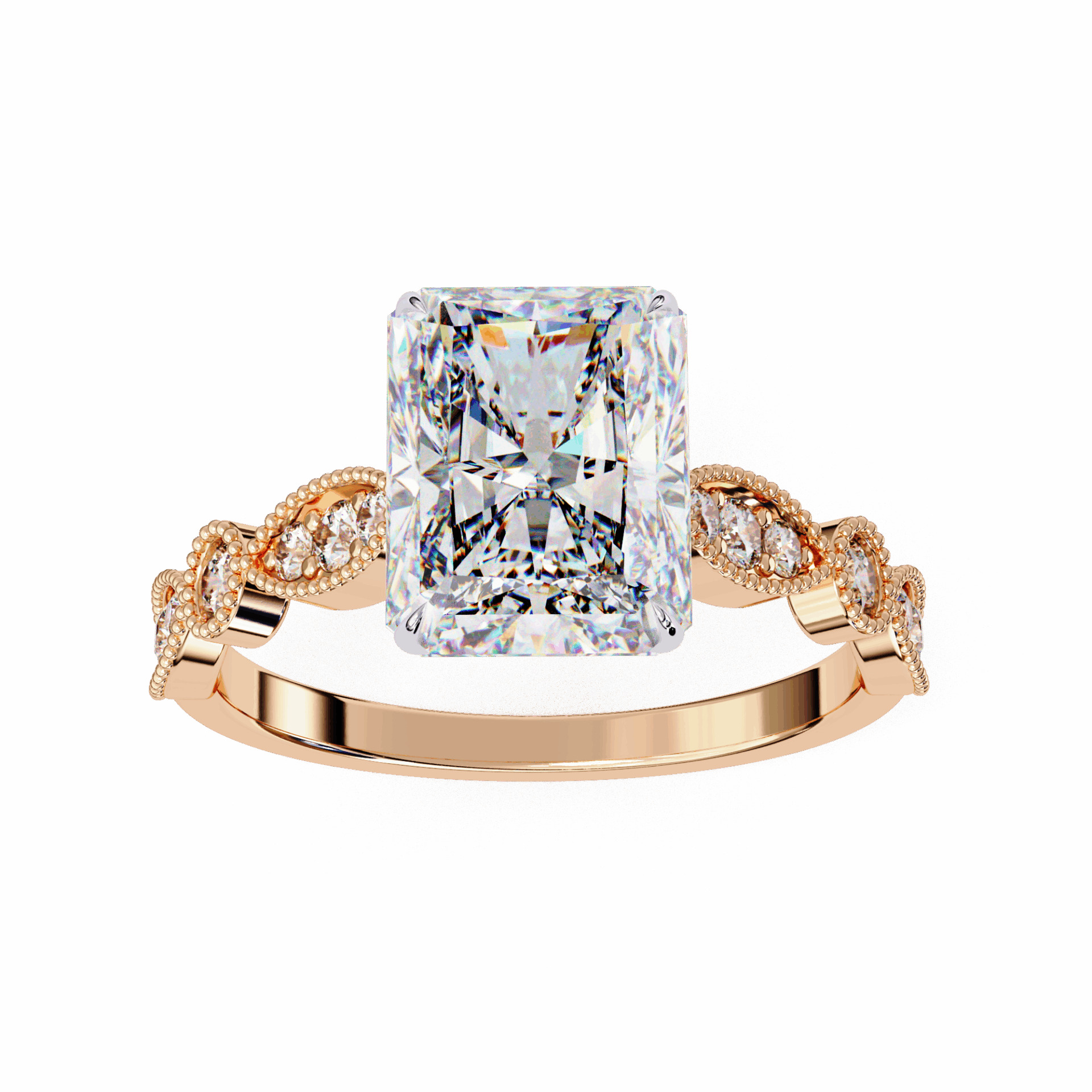 3.25 Carat Radiant The One Solitaire Ring in Moissanite | House of Estara
