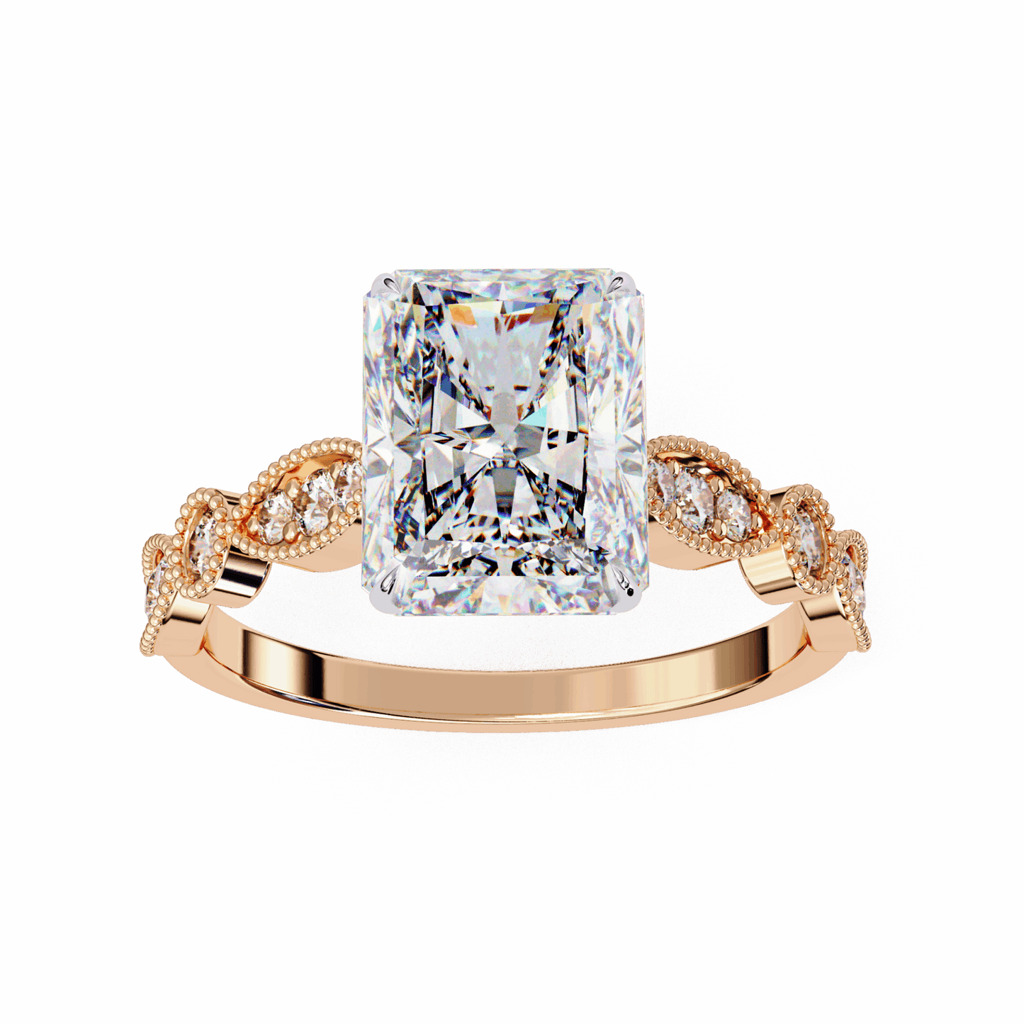 3.25 Carat Radiant The One Solitaire Ring in Moissanite | House of Estara