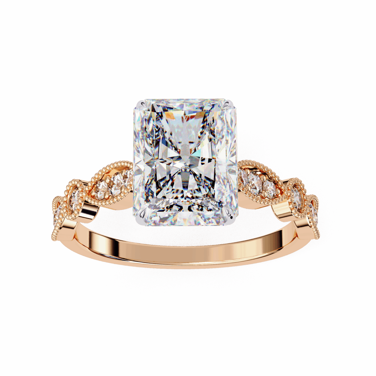 3.25 Carat Radiant The One Solitaire Ring in Moissanite | House of Estara
