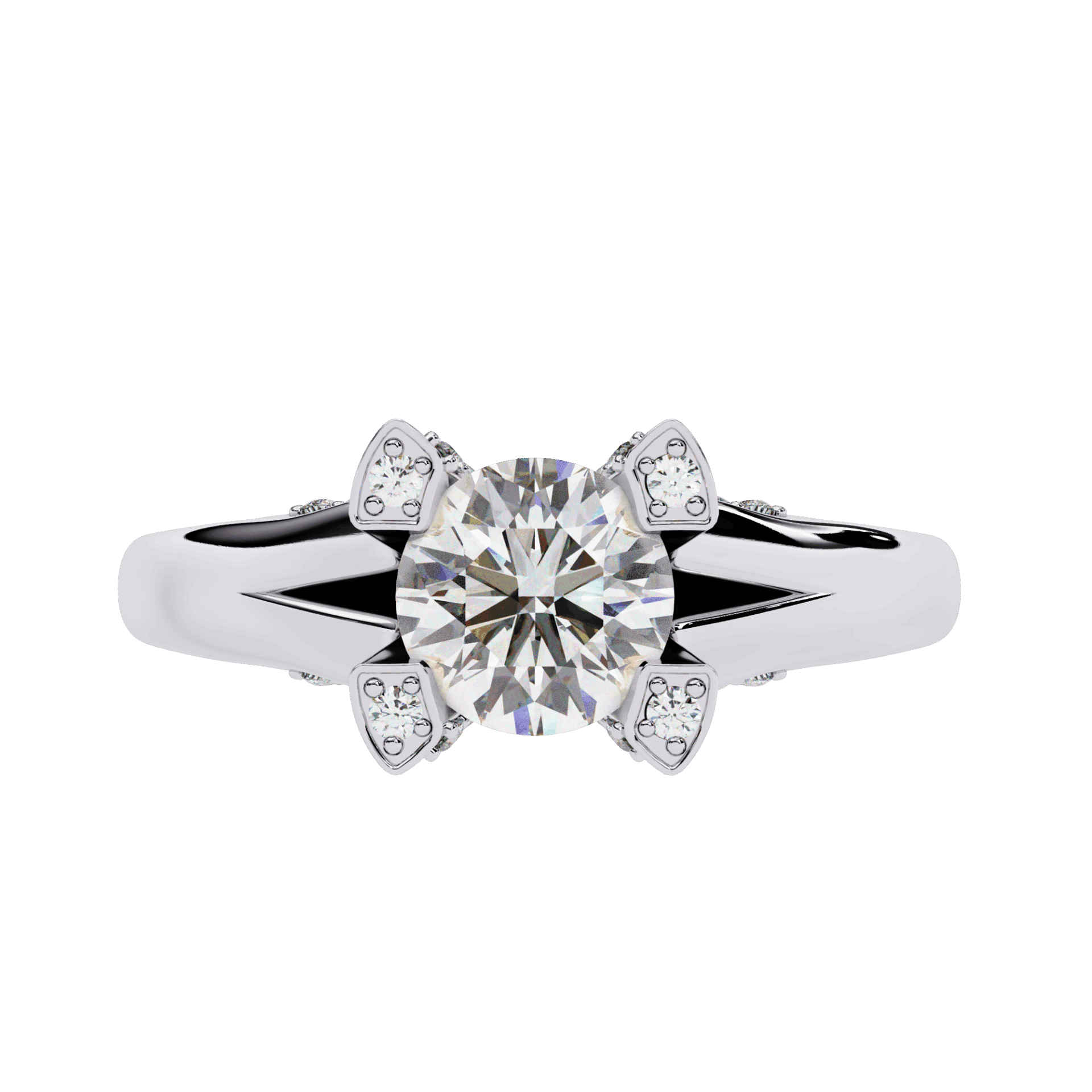 1 Carat Round Hidden Halo Solitaire Ring in Moissanite | House of Estara