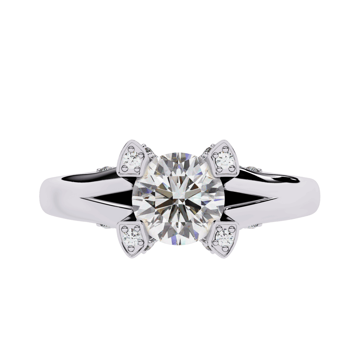 1 Carat Round Hidden Halo Solitaire Ring in Moissanite | House of Estara