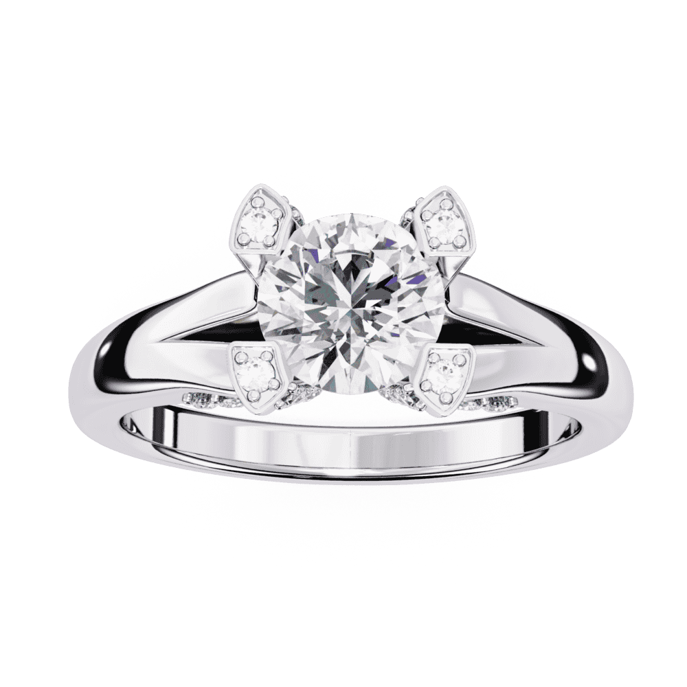 1 Carat Round Hidden Halo Solitaire Ring in Moissanite | House of Estara