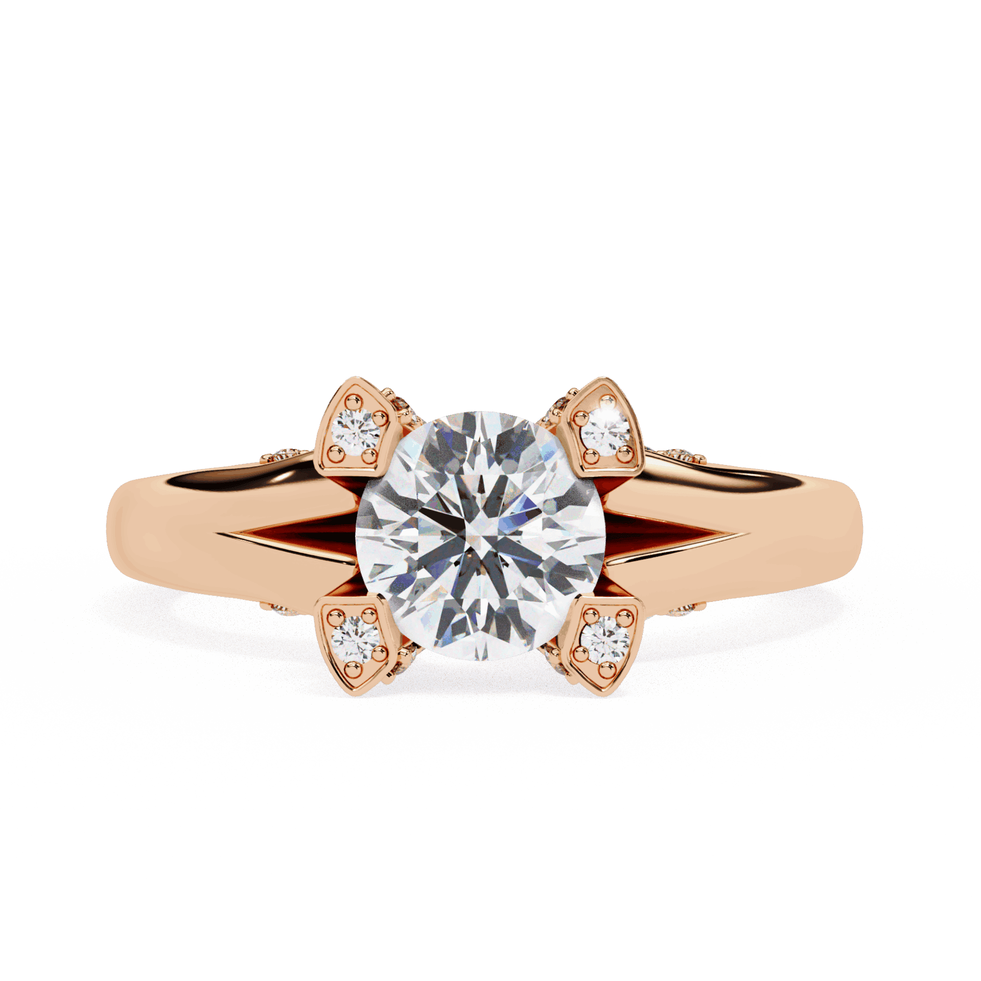 1 Carat Round Hidden Halo Solitaire Ring in Moissanite | House of Estara