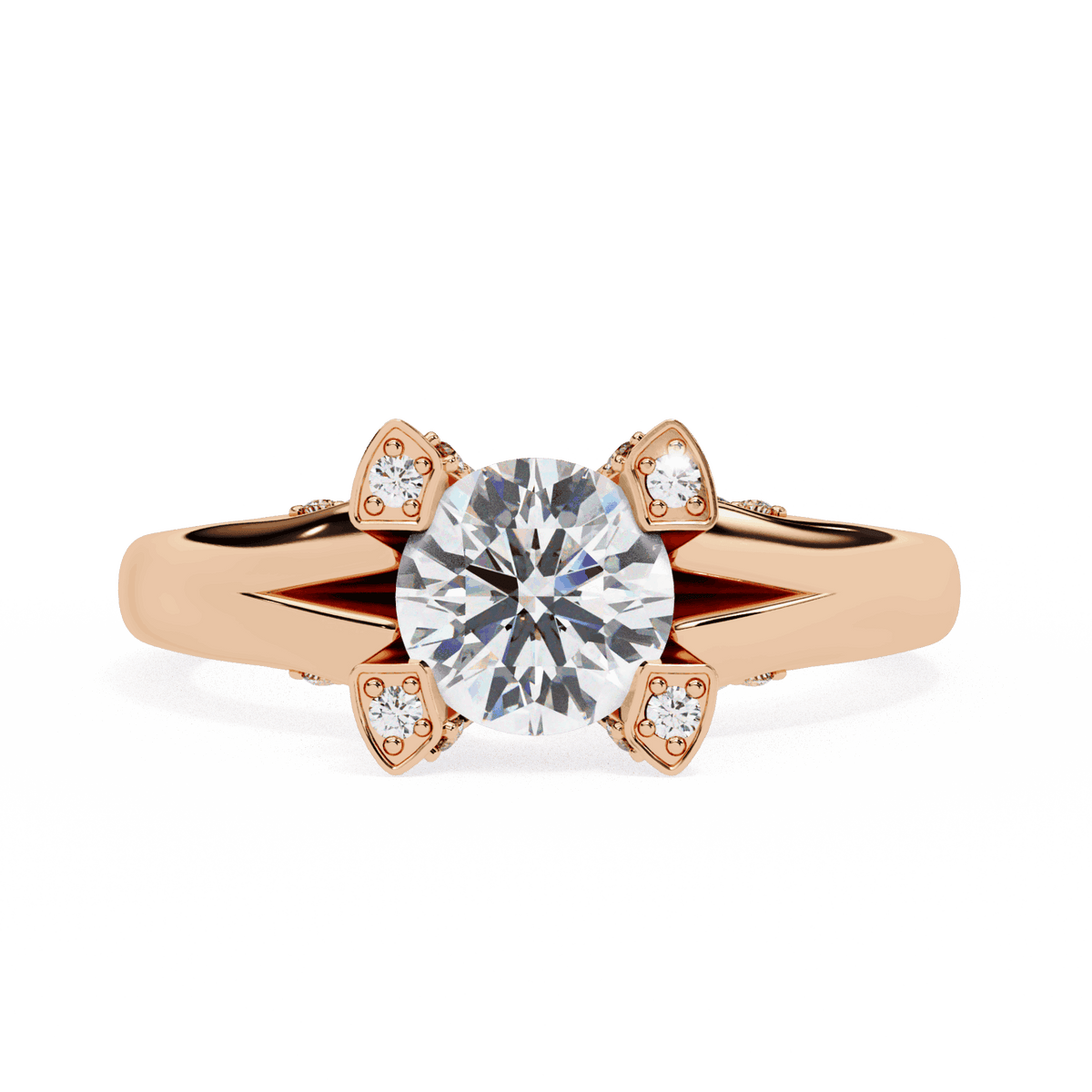 1 Carat Round Hidden Halo Solitaire Ring in Moissanite | House of Estara