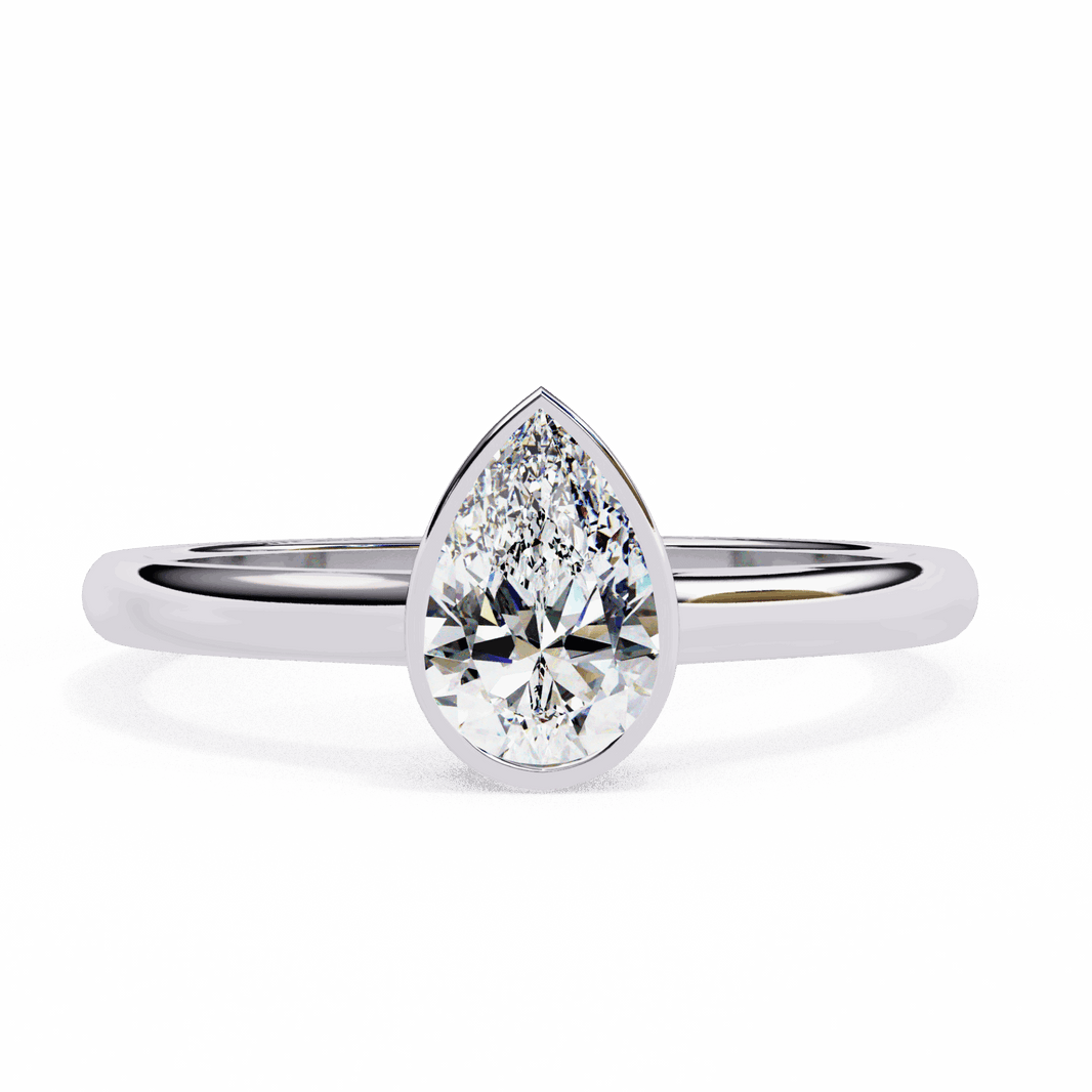 0.5 Carat Pear Minimalist Solitaire Engagement Ring in Moissanite | House of Estara