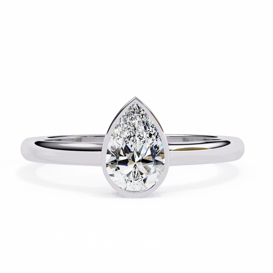 0.5 Carat Pear Minimalist Solitaire Engagement Ring in Moissanite | House of Estara