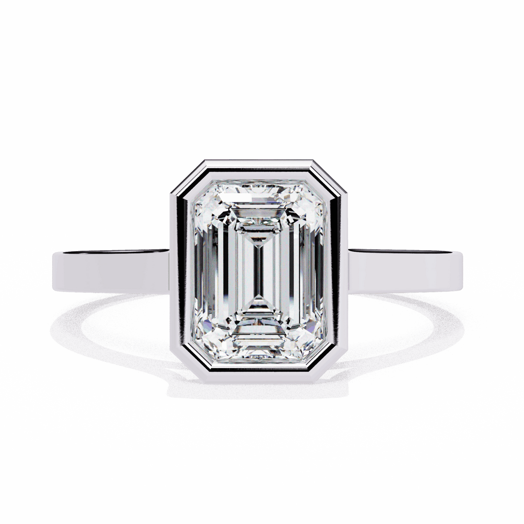 1.25 Carat Emerald Minimalist Solitaire Engagement Ring in Moissanite | House of Estara