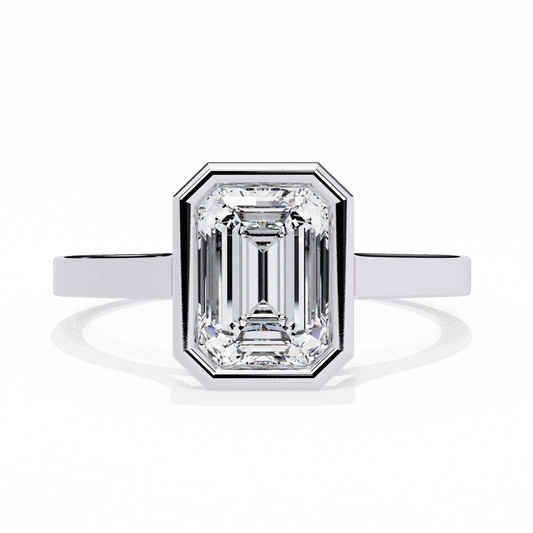 1.25 Carat Emerald Minimalist Solitaire Engagement Ring in Moissanite | House of Estara