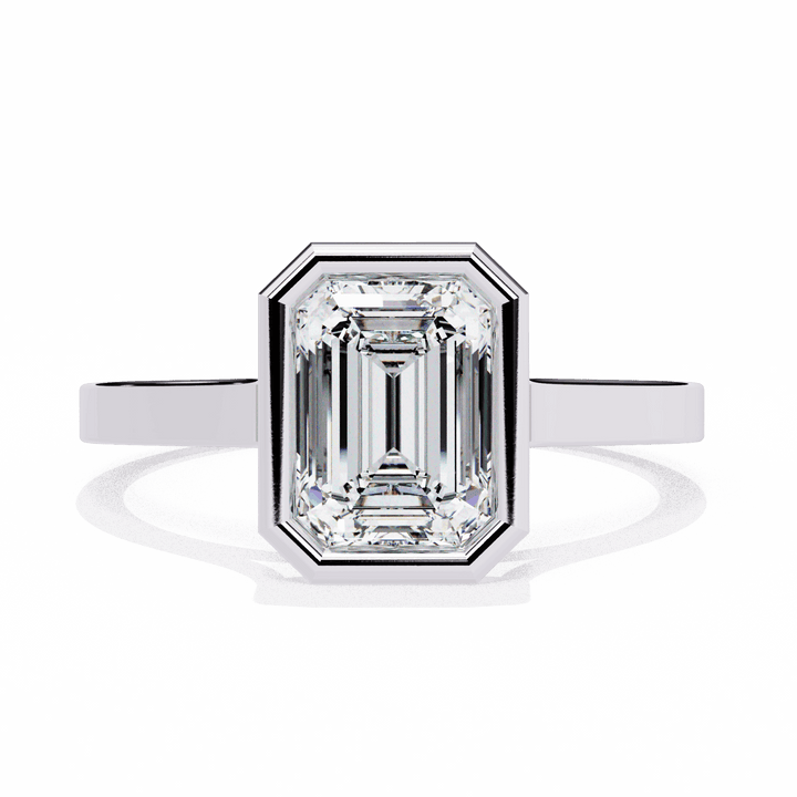 1.25 Carat Emerald Minimalist Solitaire Engagement Ring in Moissanite | House of Estara