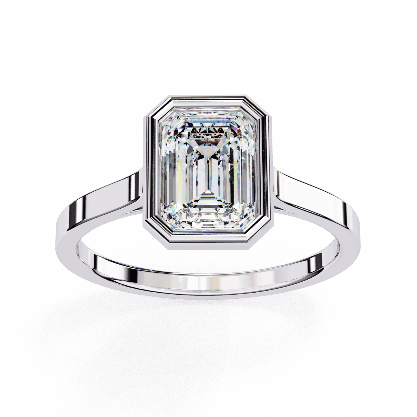 1.25 Carat Emerald Minimalist Solitaire Engagement Ring in Moissanite | House of Estara