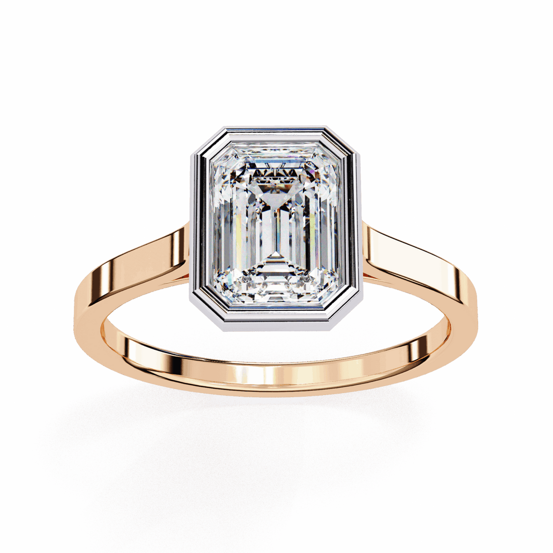 1.25 Carat Emerald Minimalist Solitaire Engagement Ring in Moissanite | House of Estara