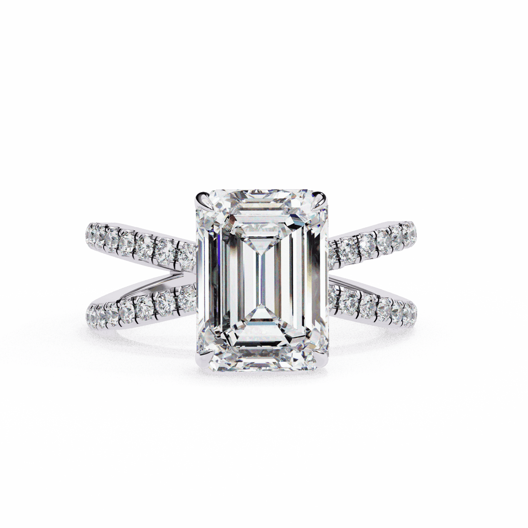 3 Carat Emerald Eternal Spark Solitaire Ring in Moissanite | House of Estara