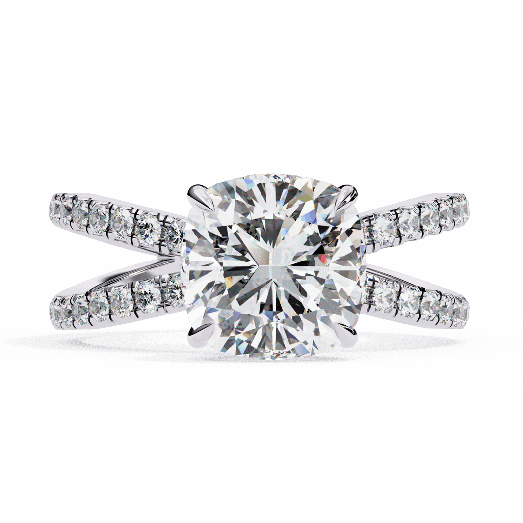 2.5 Carat Cushion Eternal Spark Solitaire Ring in Moissanite | House of Estara
