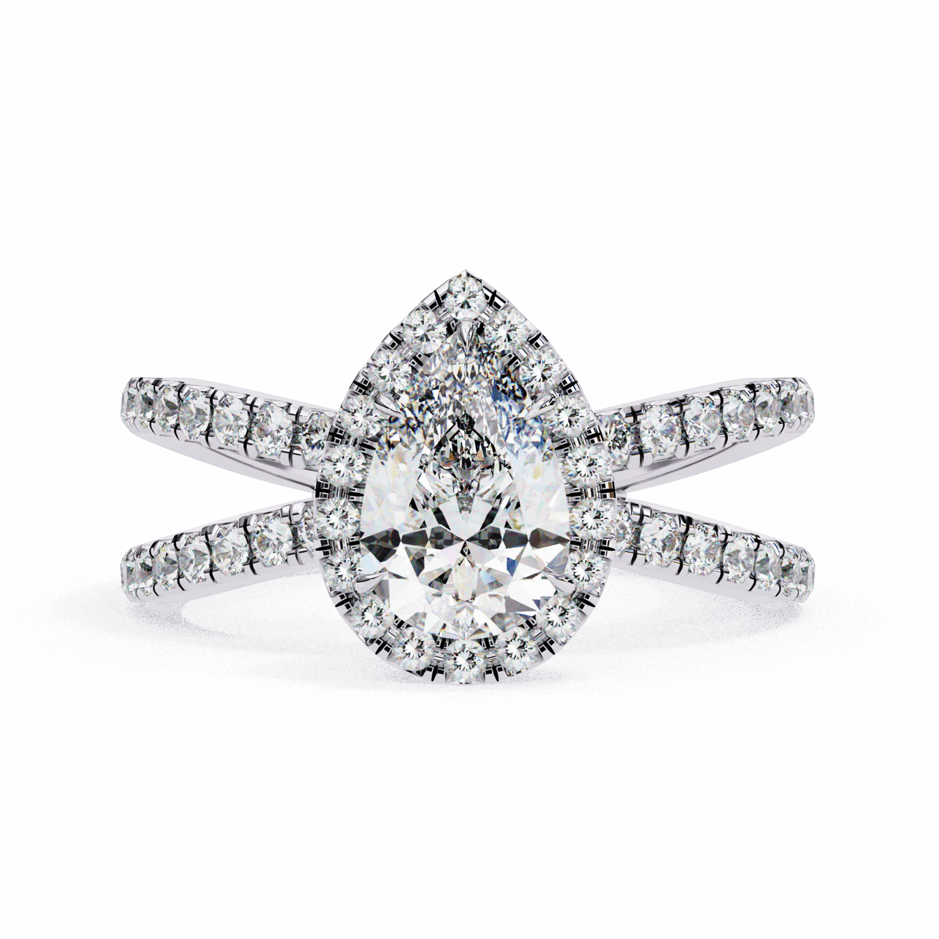 1.75 Carat Pear Signature Solitaire Ring in Moissanite | House of Estara