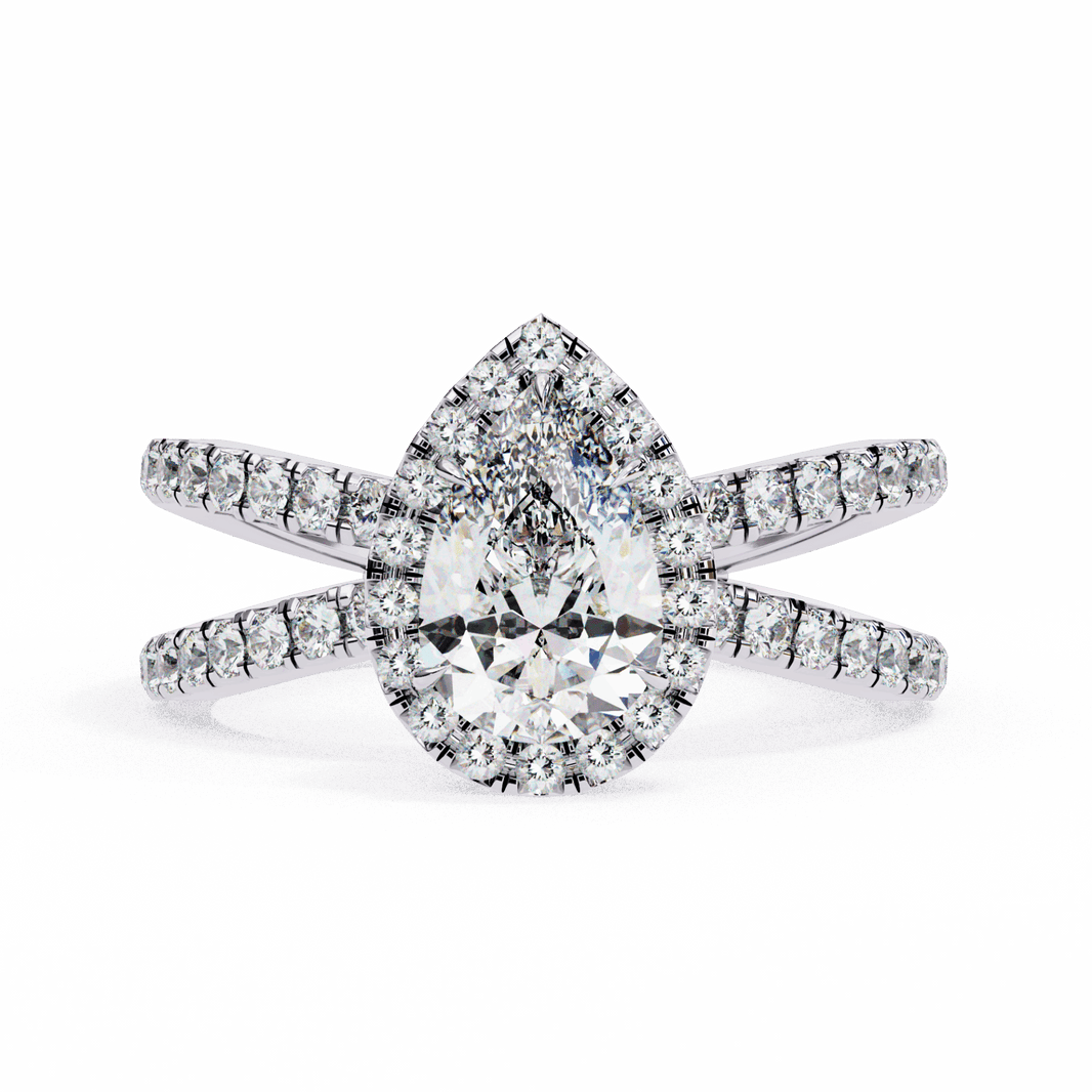 1.75 Carat Pear Signature Solitaire Ring in Moissanite | House of Estara