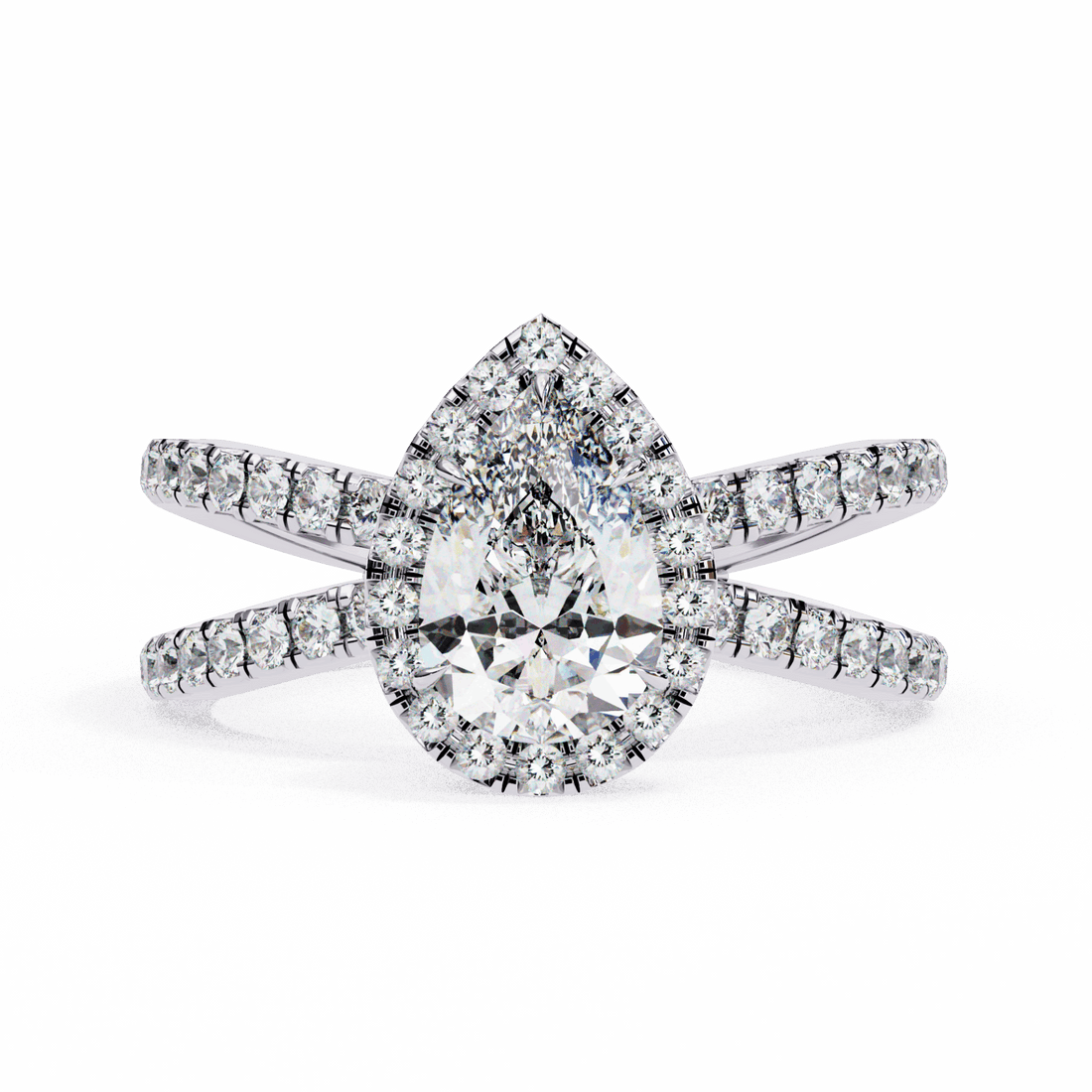 1.75 Carat Pear Signature Solitaire Ring in Moissanite | House of Estara