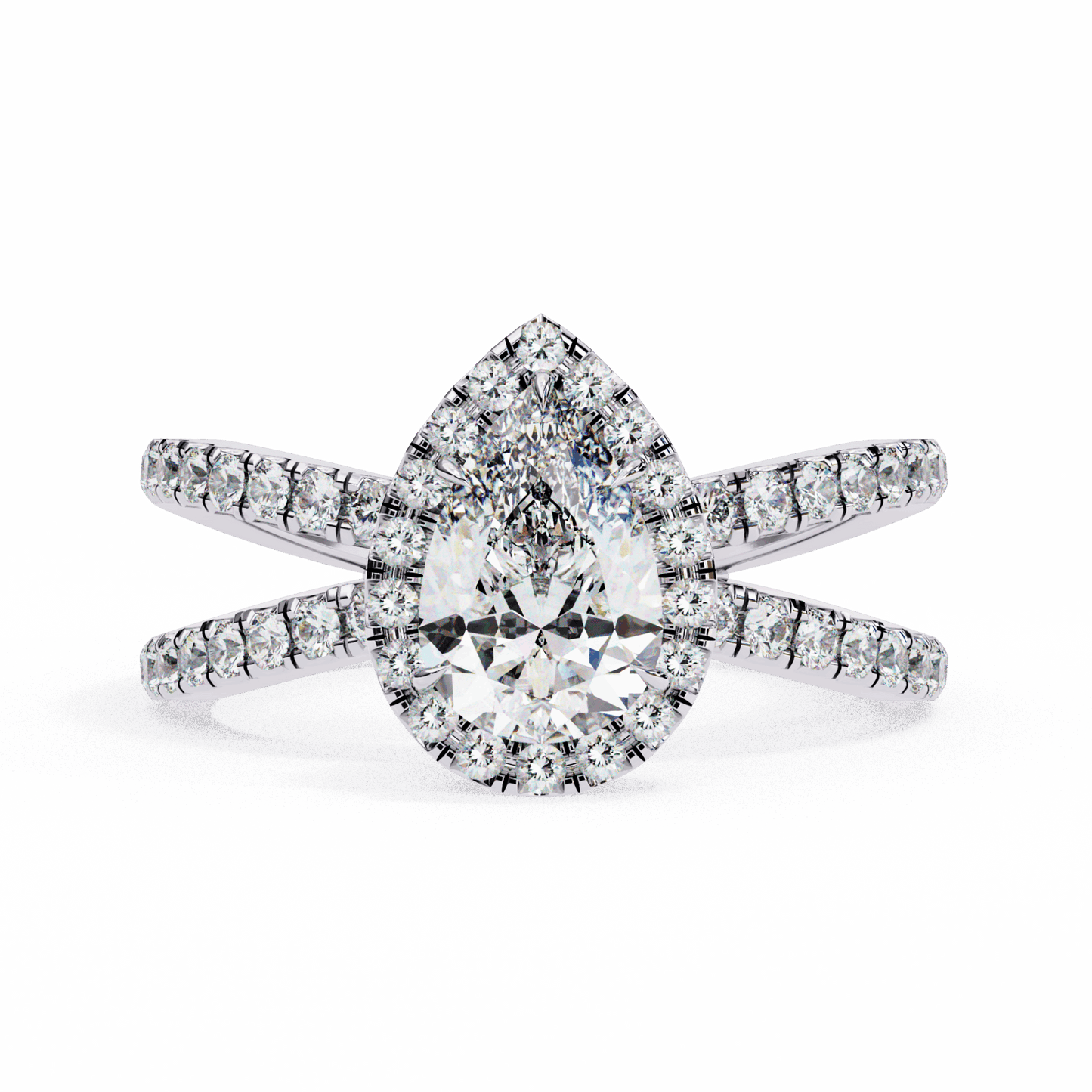 1.75 Carat Pear Signature Solitaire Ring in Moissanite | House of Estara