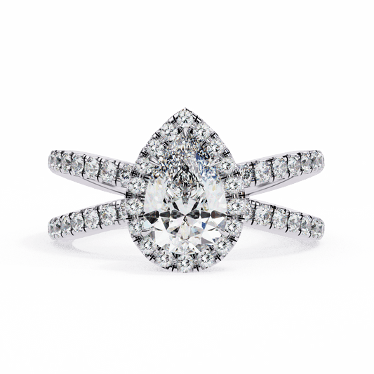 1.75 Carat Pear Signature Solitaire Ring in Moissanite | House of Estara