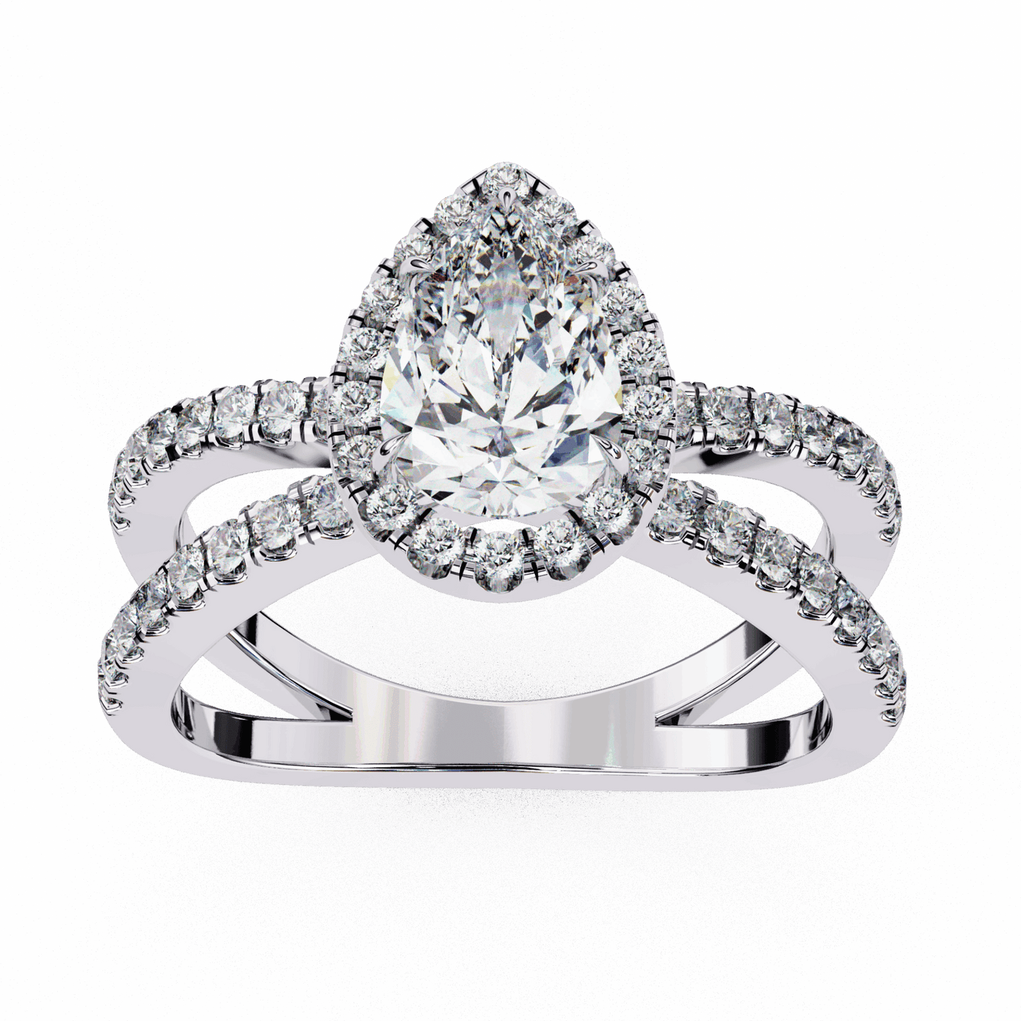1.75 Carat Pear Signature Solitaire Ring in Moissanite | House of Estara