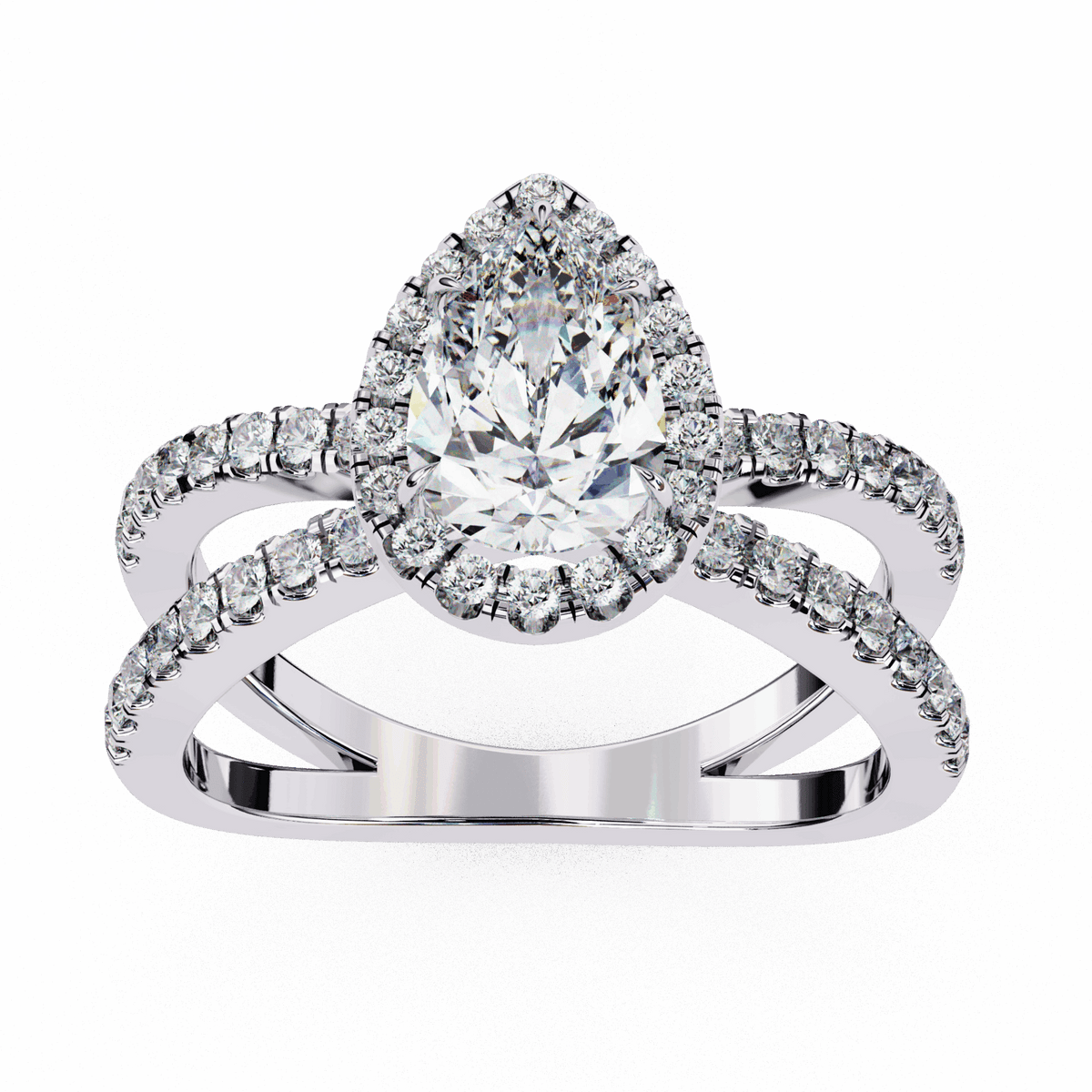 1.75 Carat Pear Signature Solitaire Ring in Moissanite | House of Estara