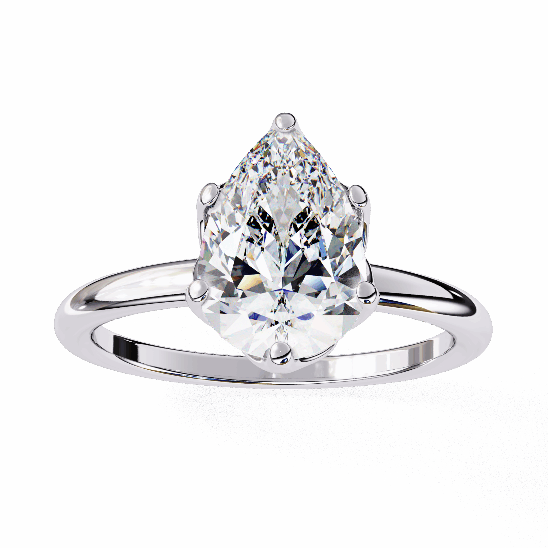 1.75 Carat Pear Eternal Solitaire Engagement Ring in Moissanite | House of Estara