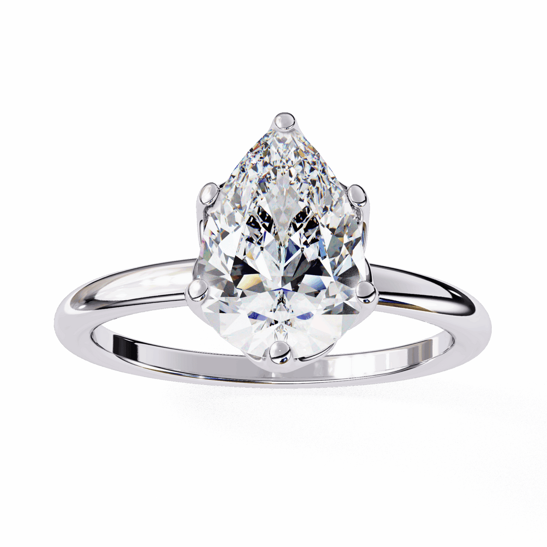 1.75 Carat Pear Eternal Solitaire Engagement Ring in Moissanite | House of Estara