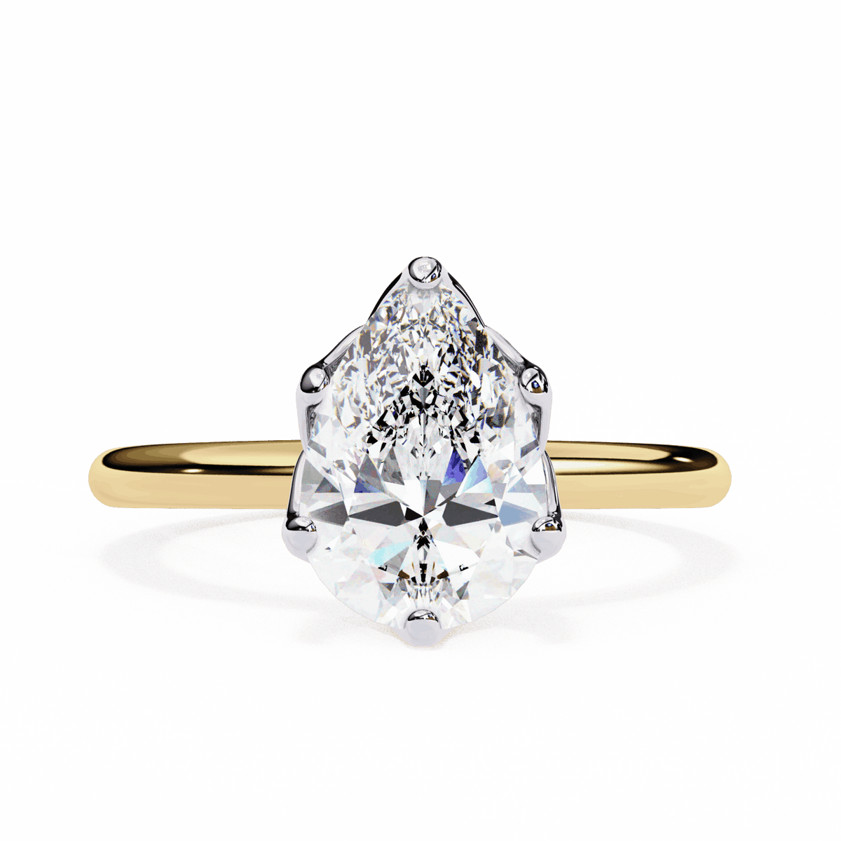 1.75 Carat Pear Eternal Solitaire Engagement Ring in Moissanite | House of Estara