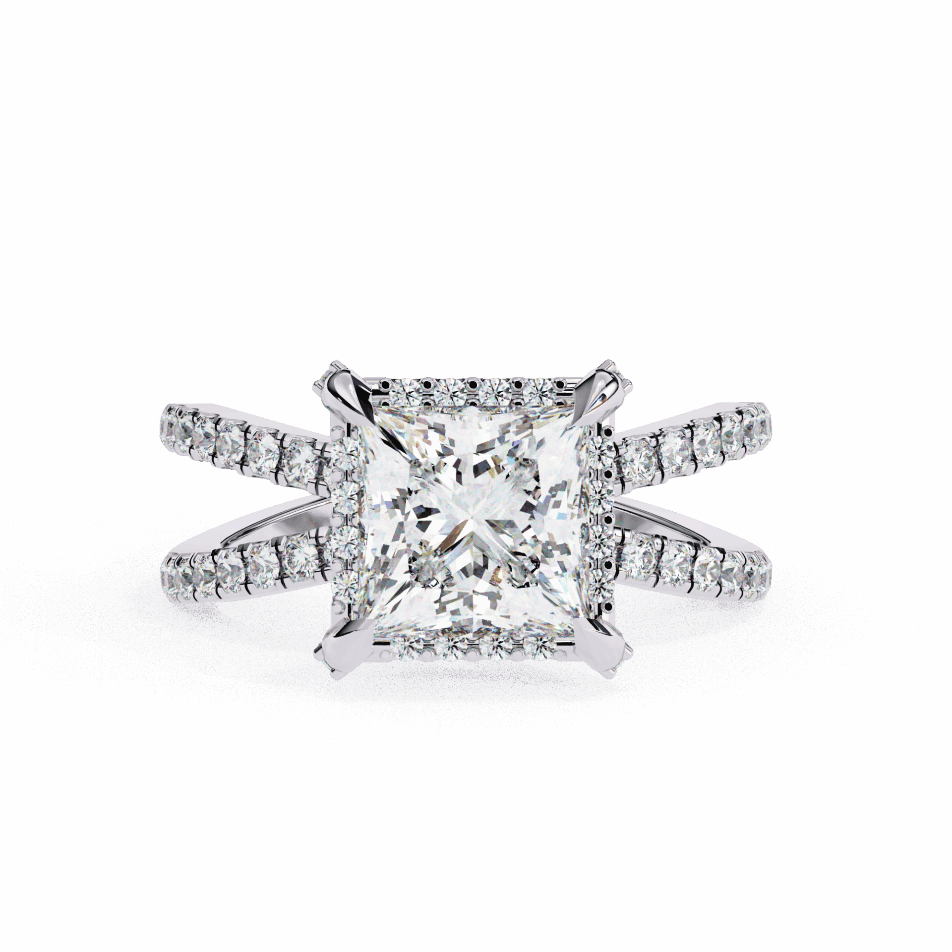 2.25 Carat Princess Hidden Halo Solitaire Ring in Moissanite | House of Estara